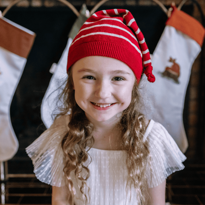 Fabelab Christmas Woodland - Knitted Elf Hat in Rio Red, 4+