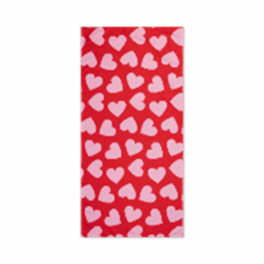 Swim Essentials Luxe Recycled Microfiber Beach Towel, Hearts Red