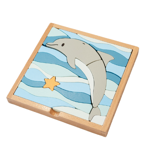 Stellavan & Papa - 3-in-1 Small Block Puzzle, Dolphin