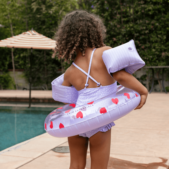 Swim Essentials Swim Ring, Lilac Hearts, 90 cm