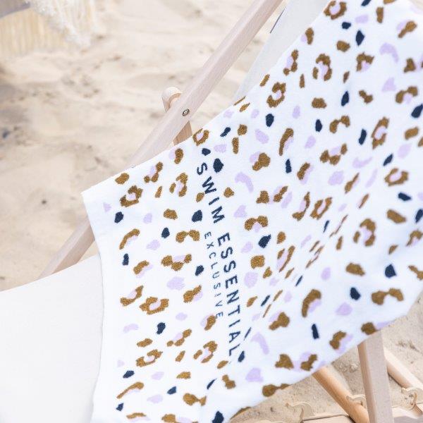 Swim Essentials Luxe Beach Towel - Khaki Leopard, 135 x 65 cm