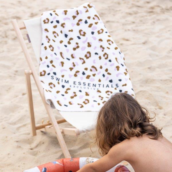 Swim Essentials Luxe Beach Towel - Khaki Leopard, 135 x 65 cm