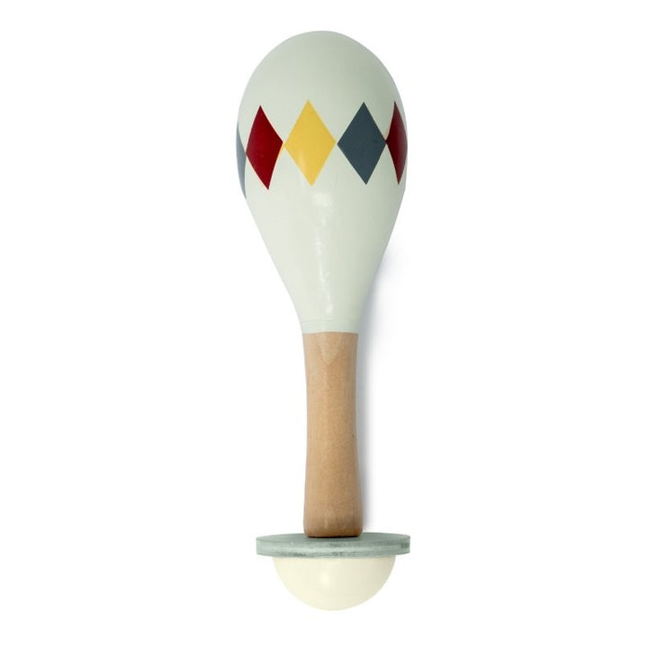 MamaMemo Wooden Music - Maraca, Harlequin/White