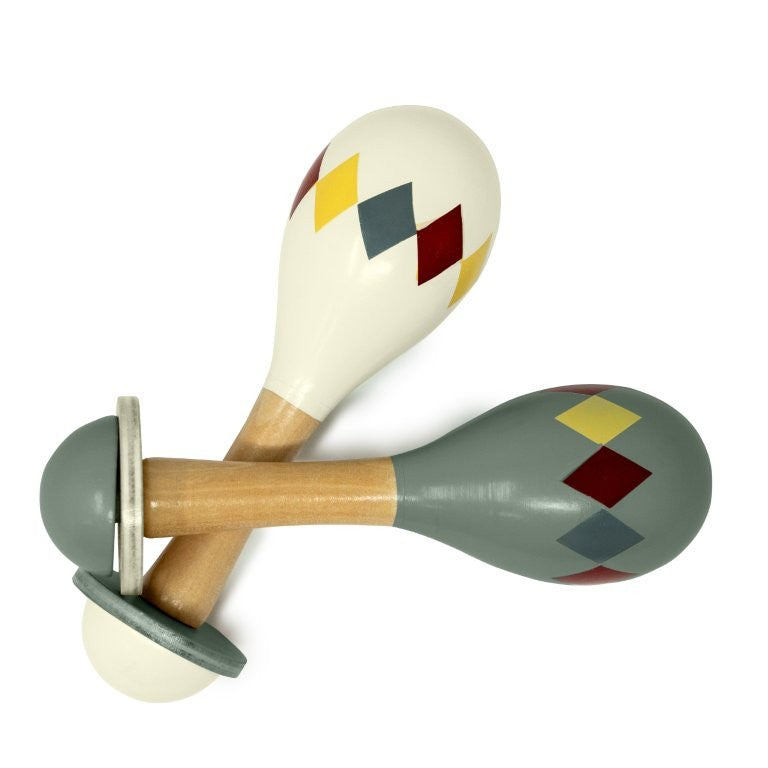 MamaMemo Wooden Music - Maraca, Harlequin/Green