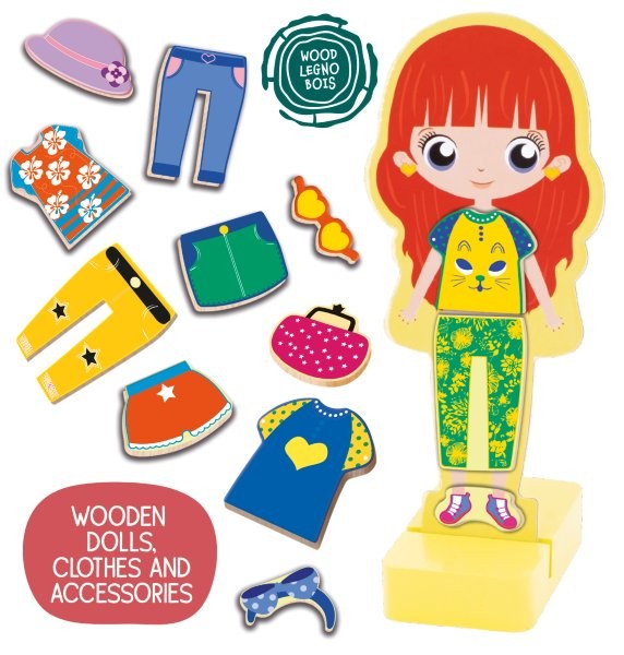 Lisicani Montessori Baby -  Wood Magnetic, Fashion Doll