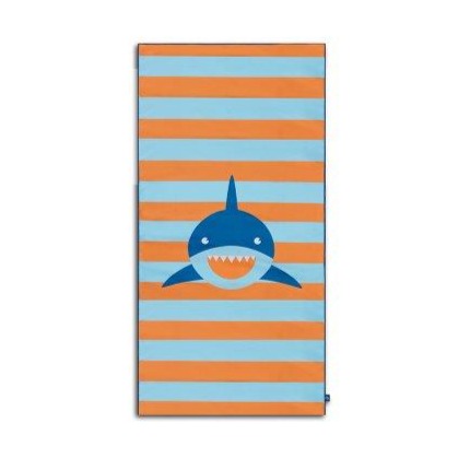 Swim Essentials Luxe Recycled Microfiber Beach Towel, Striped Shark