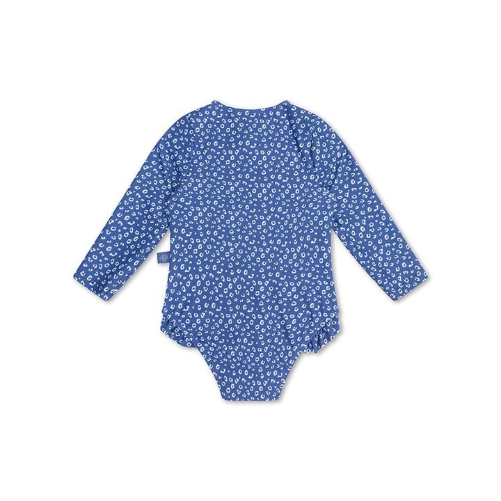 Swim Essentials Girls Long Sleeved Rashguard, Blue Leopard