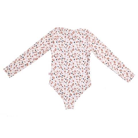 Swim Essentials Off White khaki Leopard All Over Girls Rashguard