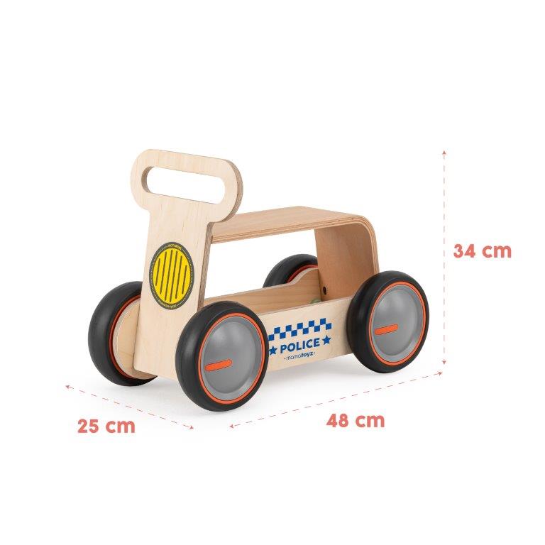 Mamatoyz Drive Me 3 in 1 Wooden Ride On / Walker / Toy Wagon -  Police