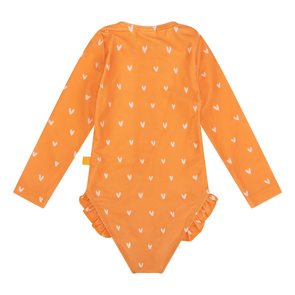 Swim Essentials Girls Long Sleeved Rashguard, Orange Hearts