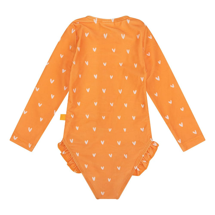 Swim Essentials Girls Long Sleeved Rashguard, Orange Hearts