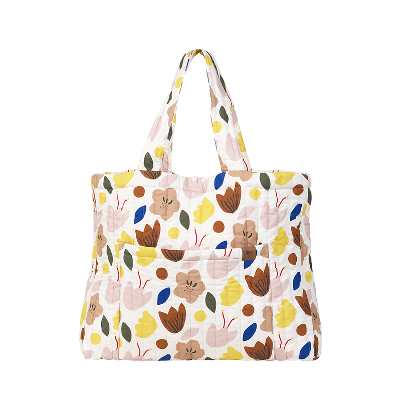 Fabelab - Quilted Organic Cotton Tote Bag - Flowers, 60 cm