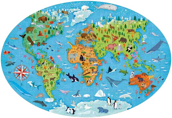 Sassi Travel, Learn and Explore - Puzzle and Book Set - Endangered Species of the Planet, 205 pcs