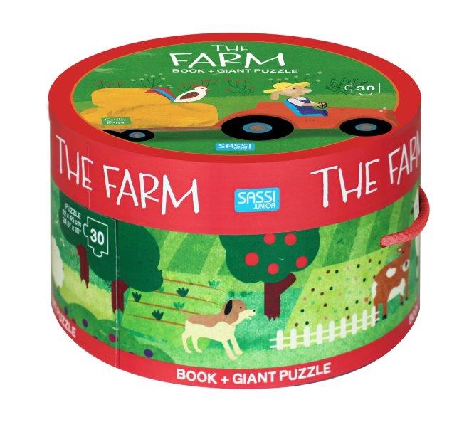 Sassi Book and Giant Puzzle - The Farm, 30 pcs