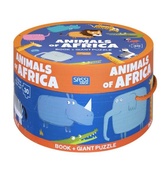 Sassi Book and Giant Puzzle - Animals of Africa, 30 pcs