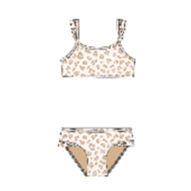 Swim Essentials Girls UV Bikini, Beige Leopard