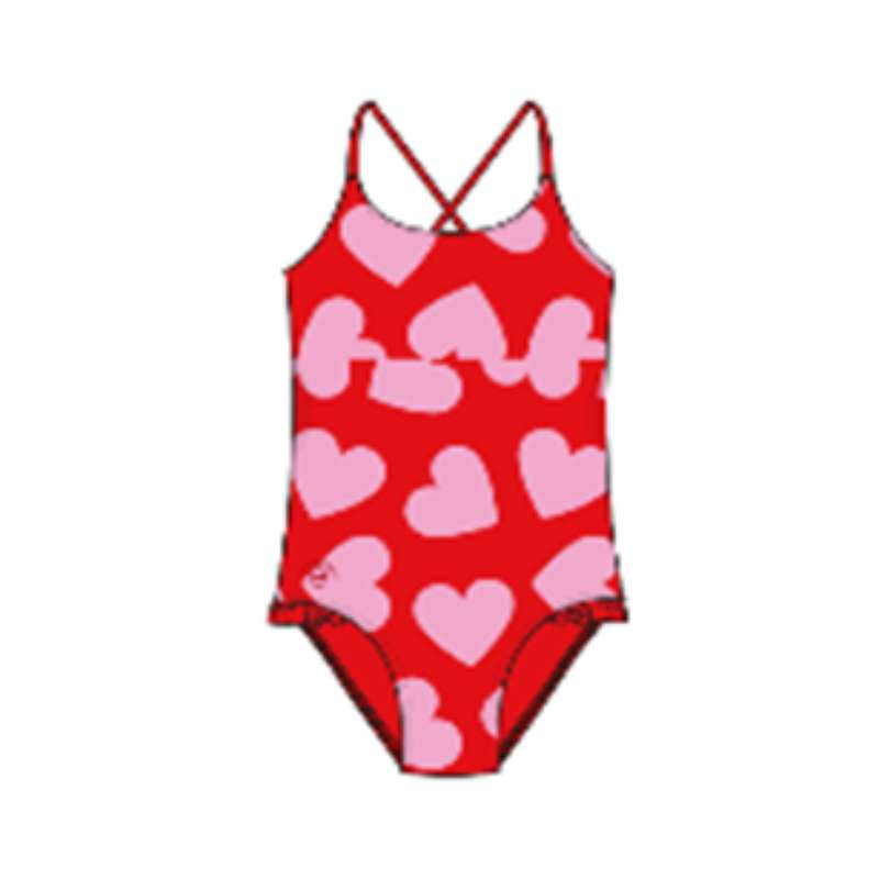 Swim Essentials Girls UV Bathing Suit, Hearts Red