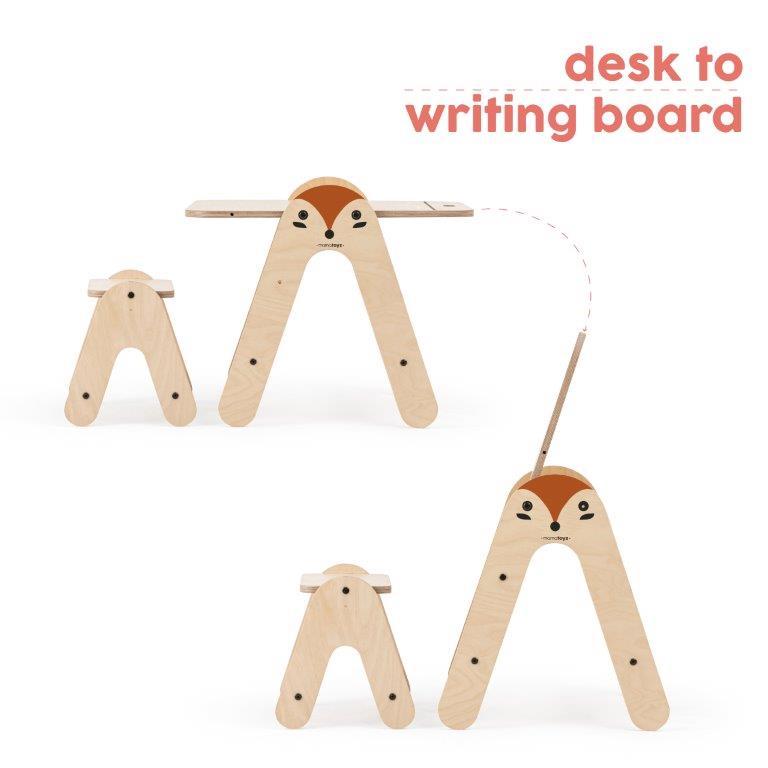 Mamatoyz Massam Wooden 2 in 1 Activity Table/Writing Board - Fox, Natural