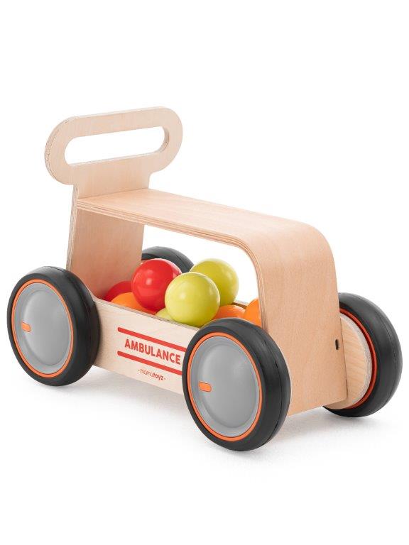 Mamatoyz Drive Me 3 in 1 Wooden Ride On / Walker / Toy Wagon - Ambulance