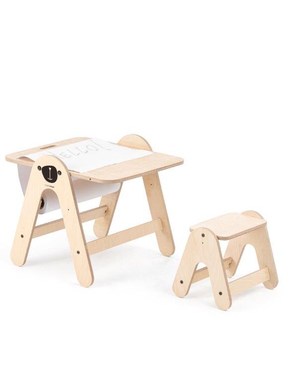 Mamatoyz Massam Wooden 2 in 1 Activity Table/Writing Board - Bear, Natural