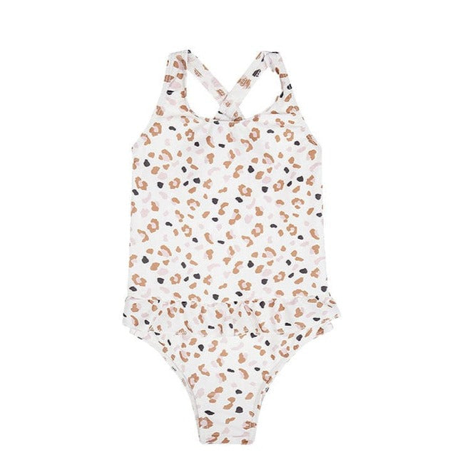 Swim Essentials Girls Bathing Suit, Khaki Leopard