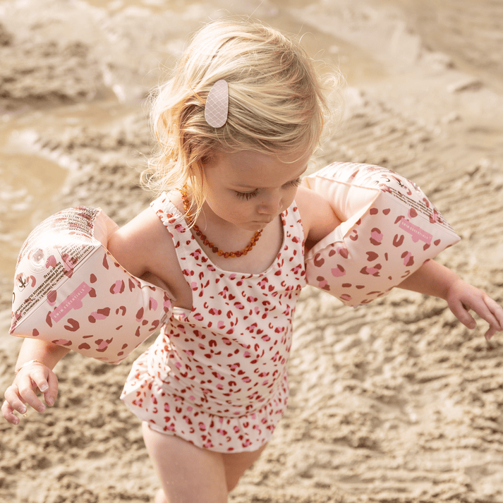 Swim Essentials Girls Bathing Suit, Old Pink Leopard